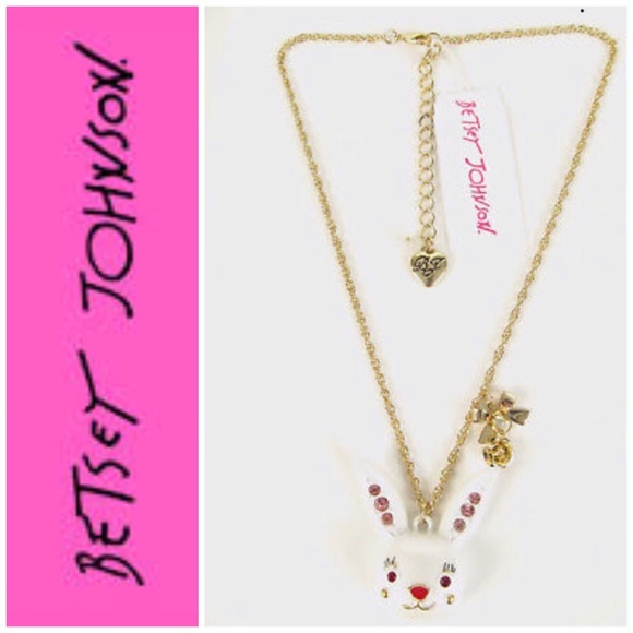 Betsey Johnson Enamel Bunny Necklace. 🐰 - Picture 1 of 10